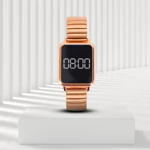 ساعة مستطيله تاتش نحاسى 