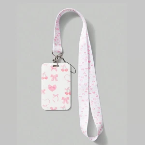 حامل البطاقة باللونين الابيض والزهري