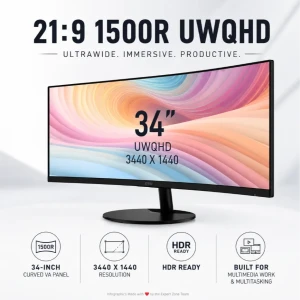 MSI PRO 34Inch 120Hz Curved 3440 x 1440 Res.