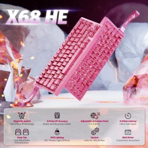 ATTACK SHARK X68HE Rose Contour 60% Mechanical Keyboard