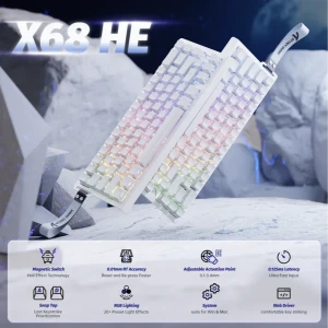Attack Shark X68 HE 60% Magnetic Switch Gaming Keyboard White