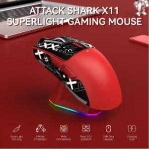 ATTACK SHARK X11 SE Ultra-Light Wireless Gaming Mouse Berry Red
