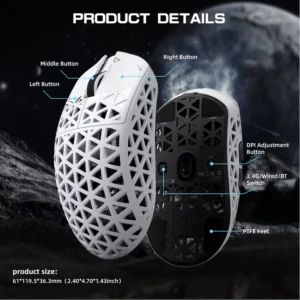 ATTACK SHARK R5 Ultra Carbon Fiber Wireless Gaming Mouse White