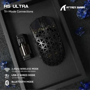 ATTACK SHARK R5 Ultra Carbon Fiber Wireless 8K Gaming Mouse Black