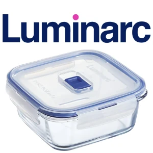 حافظة طعام لومينارك من الزجاج المقوى مربع، 380 مل