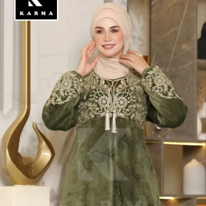 عباية شتوية قطيفة سيناوي هايدي بأكمام طويلة