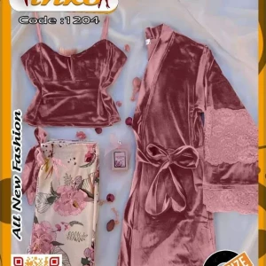 بيجامة قطيفة ٣قطع