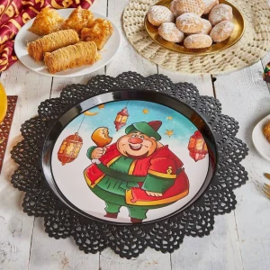 طبق رمضانى بلاستيك مدوره بأطراف دانتيل