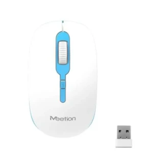 Meetion R547 White And Blue Wireless Optical Mouse -2.4Ghz