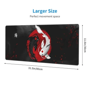 Japanese Yin and Yang Koi Carp Fish Black Red Mouse Pad