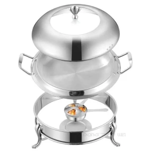 طبق تسخين دائري مرئي من الستانلس ستيل مع غطاء