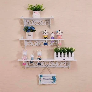 طقم رفوف يتكون من 3 قطع مع علاقة ومزخرف