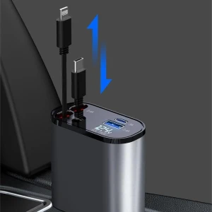 شاحن سريع للسيارة قابل للسحب بمنفذ USB 
