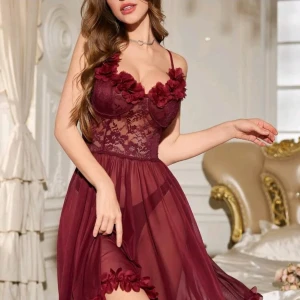 ثوب نوم ماكسي شبكي شفاف