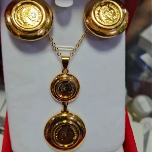 Série plaque or سلسلة + boucles lira