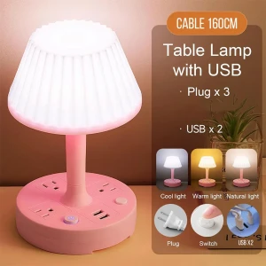 Lampe de table avec port USB à intensité variable 3 couleurs – مص