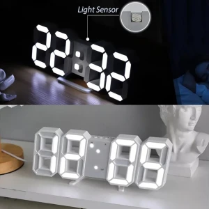 Horloge Murale numérique LED Blanche 3D GH0720L – ساعة رقمية تصمي