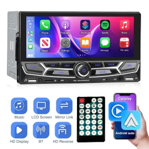Autoradio 2 Din avec Carplay et Android Auto Ecran Tactile avec M