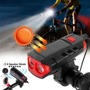 Lampe d’éclairage solaire pour vélo et trottinette avec sonnette 