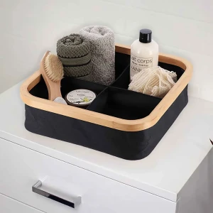 Panier de rangement pour salle de bain en feutre tissé 4 comparti