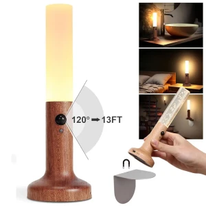 Applique murale rechargeable en bois avec détecteur de mouvement 