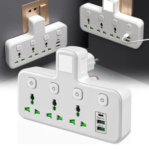 Multiprise Murale LED avec 2 ports USB-A et 1 port USB-C (charge 