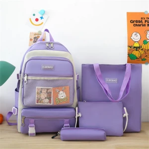 Ensemble de sacs d’école Kawai pour adolescents 4Pcs V3 CLBD Mauv