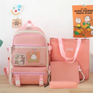 Ensemble de sacs d’école Kawai pour adolescents 4Pcs V3 CLBD Rose