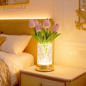 Vase Lumineux LED Tactile en Cristal Couleurs RGB Rechargeable - 