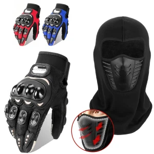 Pack Moto Hiver Cagoule Excefore en Polaire + Gants Pro Biker res