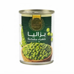 علبة بازلاء خضراء (بزاليا) مسلوقة ومعلبة وجاهزة للأكل